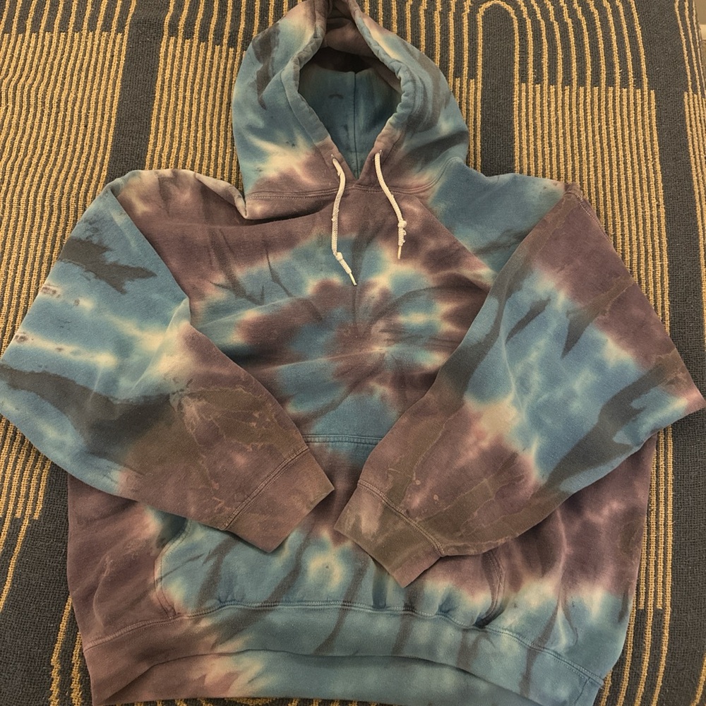 Men's Tie-Dye Hoodie - Blue and Purple